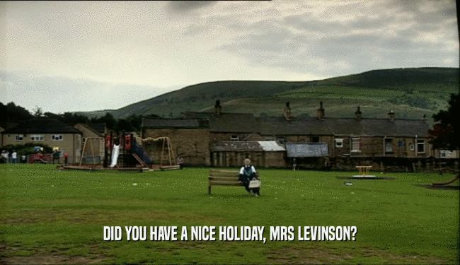 DID YOU HAVE A NICE HOLIDAY, MRS LEVINSON?  