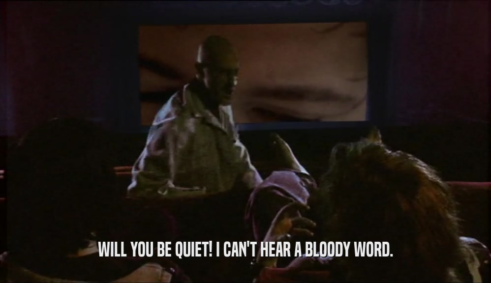 WILL YOU BE QUIET! I CAN'T HEAR A BLOODY WORD.
  