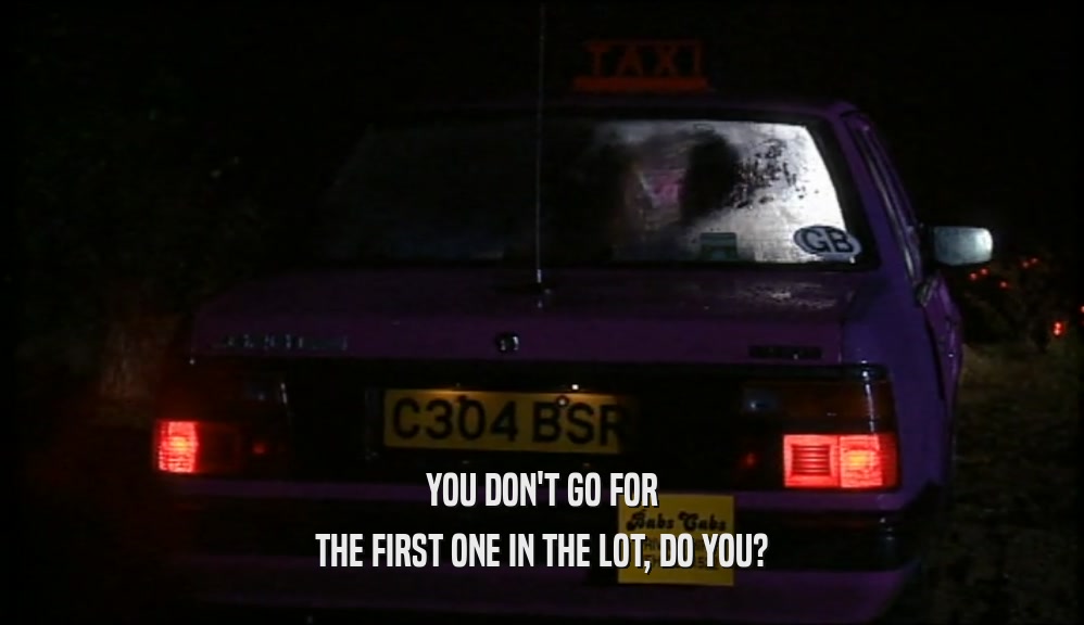 YOU DON'T GO FOR THE FIRST ONE IN THE LOT, DO YOU? 
