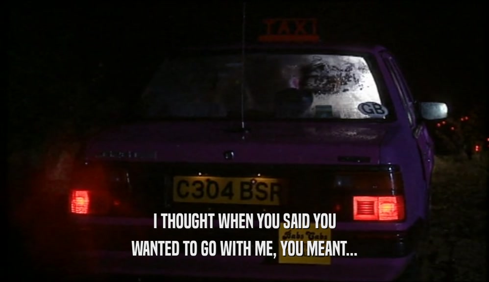 I THOUGHT WHEN YOU SAID YOU WANTED TO GO WITH ME, YOU MEANT... 