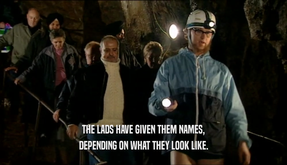 THE LADS HAVE GIVEN THEM NAMES, DEPENDING ON WHAT THEY LOOK LIKE. 