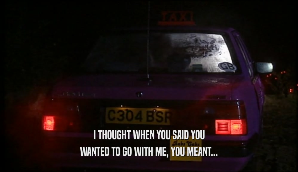 I THOUGHT WHEN YOU SAID YOU WANTED TO GO WITH ME, YOU MEANT... 