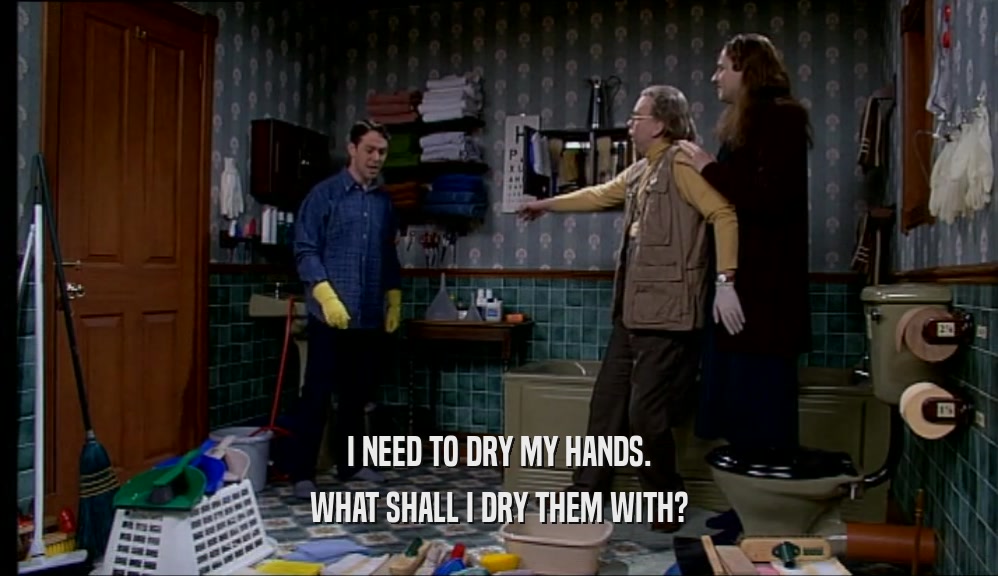 I NEED TO DRY MY HANDS. WHAT SHALL I DRY THEM WITH? 