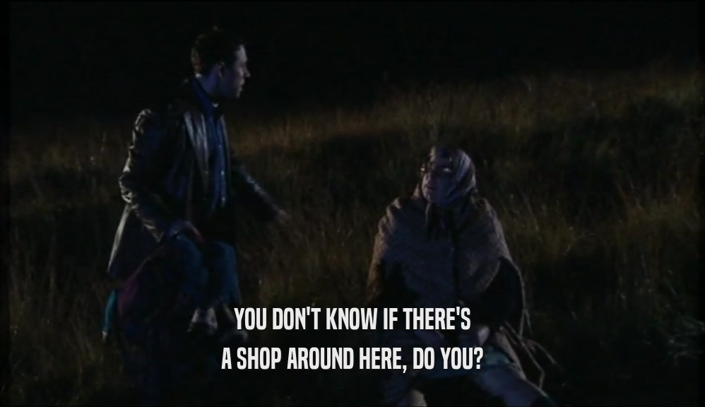 YOU DON'T KNOW IF THERE'S A SHOP AROUND HERE, DO YOU? 