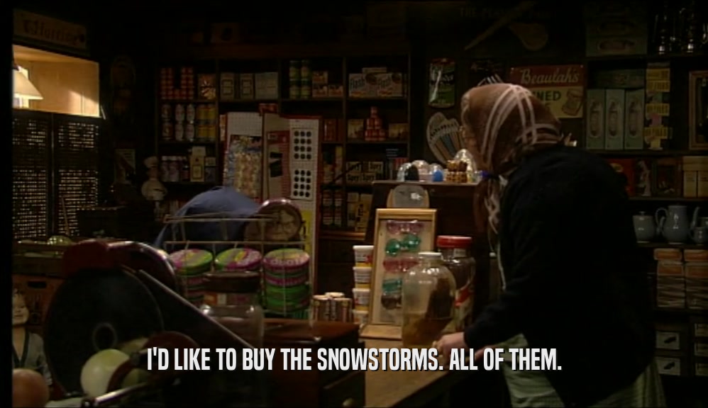 I'D LIKE TO BUY THE SNOWSTORMS. ALL OF THEM.  