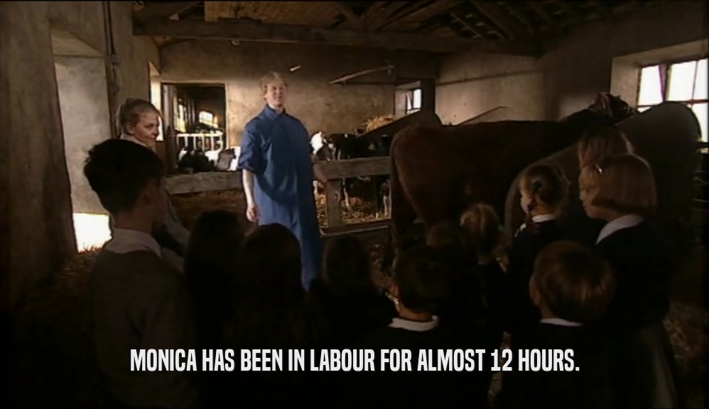 MONICA HAS BEEN IN LABOUR FOR ALMOST 12 HOURS.  