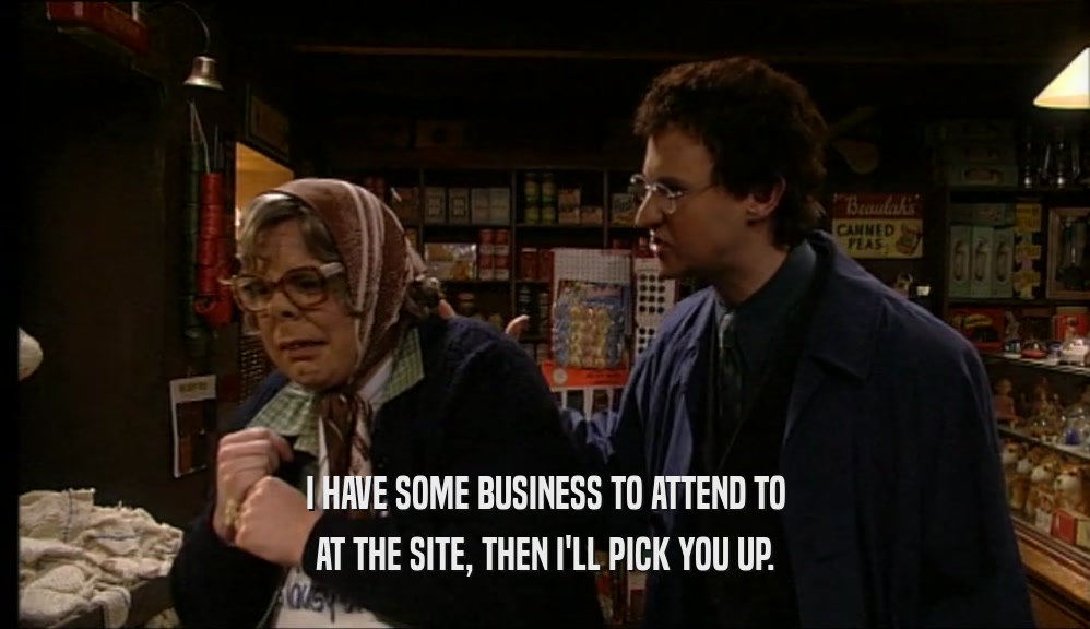 I HAVE SOME BUSINESS TO ATTEND TO AT THE SITE, THEN I'LL PICK YOU UP. 