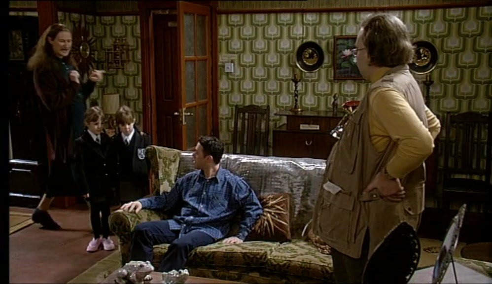 COME ALONG, GIRLS. YOU'LL MISS THE BUS TO THE FARM. 