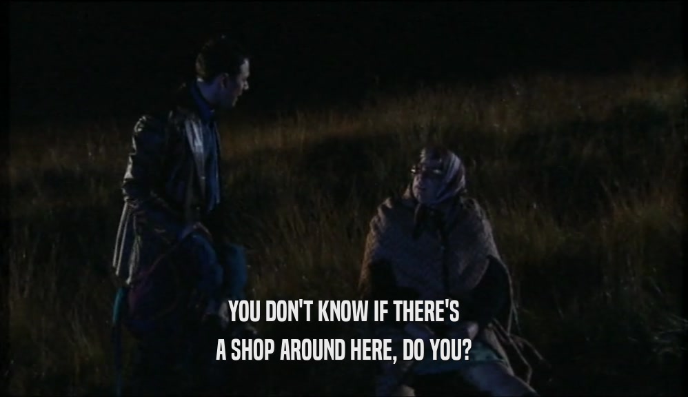 YOU DON'T KNOW IF THERE'S A SHOP AROUND HERE, DO YOU? 