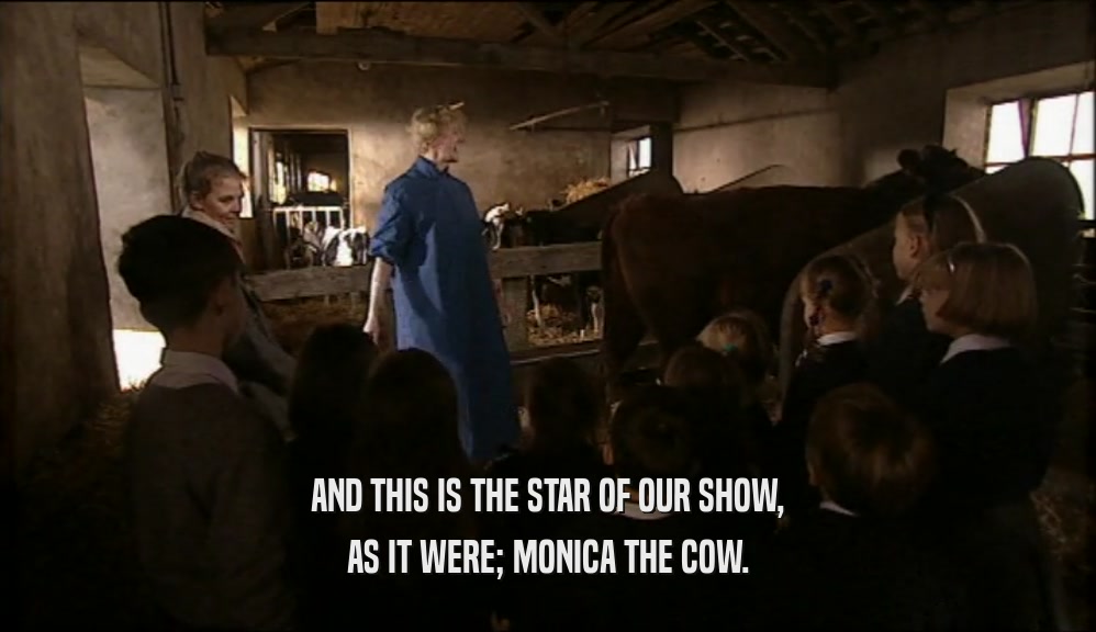 AND THIS IS THE STAR OF OUR SHOW, AS IT WERE; MONICA THE COW. 