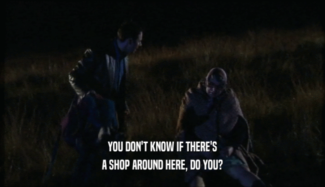 YOU DON'T KNOW IF THERE'S A SHOP AROUND HERE, DO YOU? 