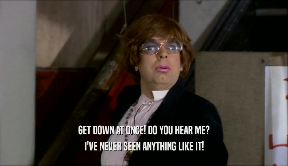 GET DOWN AT ONCE! DO YOU HEAR ME? I'VE NEVER SEEN ANYTHING LIKE IT! 