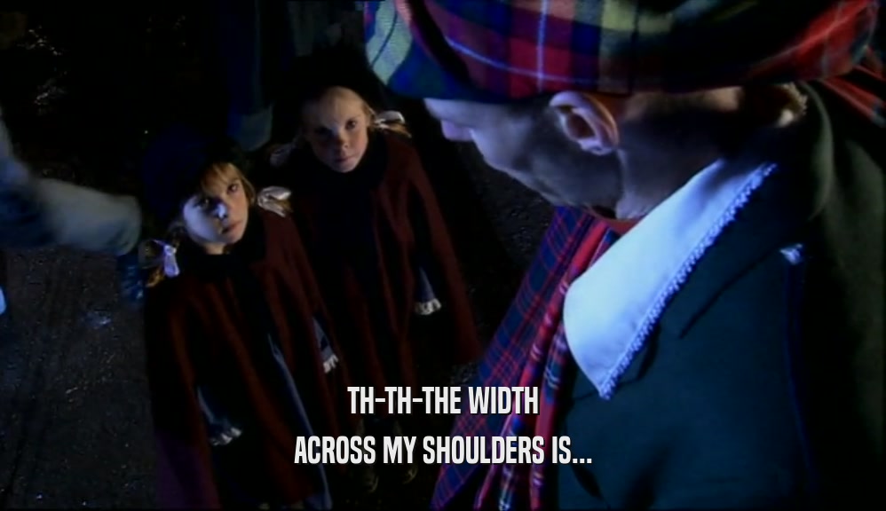 TH-TH-THE WIDTH
 ACROSS MY SHOULDERS IS...
 
