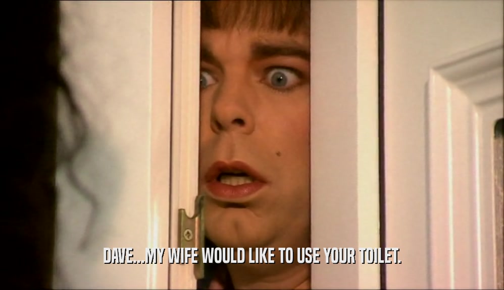 DAVE...MY WIFE WOULD LIKE TO USE YOUR TOILET.  