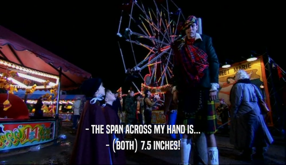 - THE SPAN ACROSS MY HAND IS...
 - (BOTH) 7.5 INCHES!
 