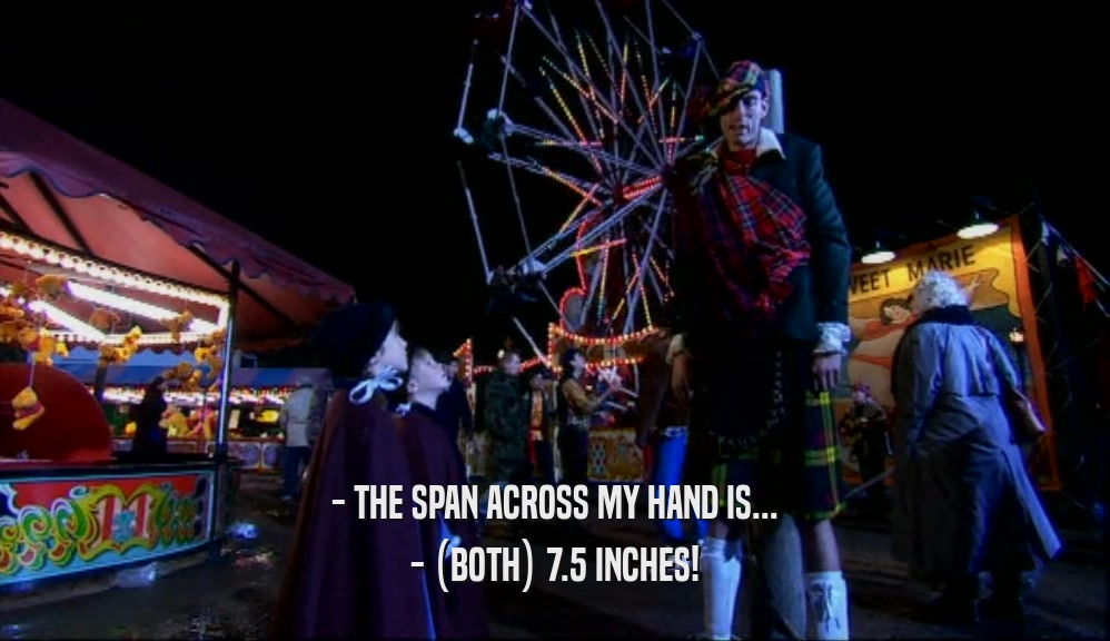 - THE SPAN ACROSS MY HAND IS... - (BOTH) 7.5 INCHES! 