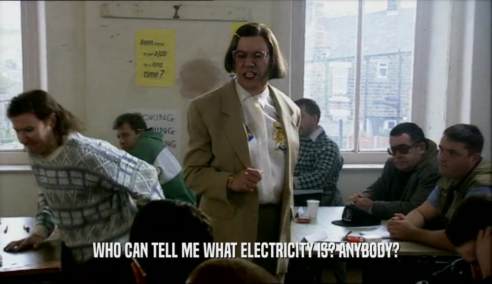 WHO CAN TELL ME WHAT ELECTRICITY IS? ANYBODY?  