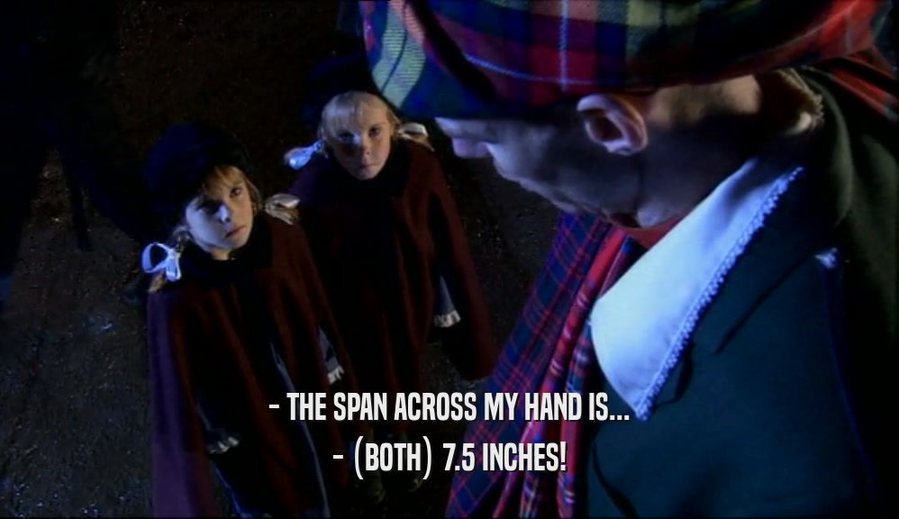 - THE SPAN ACROSS MY HAND IS...
 - (BOTH) 7.5 INCHES!
 