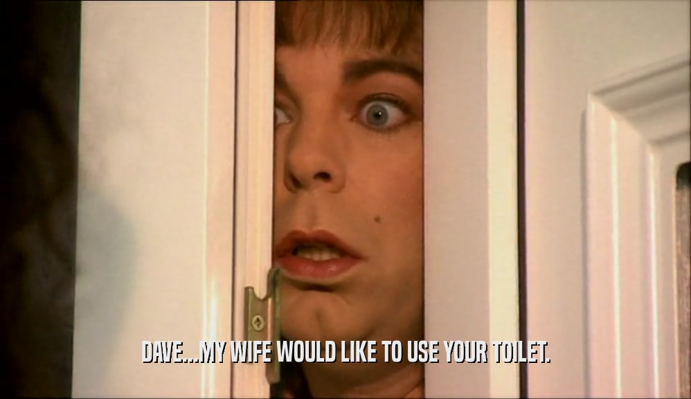 DAVE...MY WIFE WOULD LIKE TO USE YOUR TOILET.  