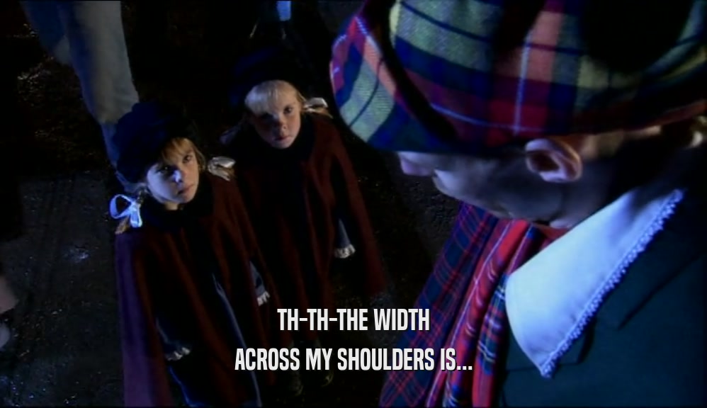 TH-TH-THE WIDTH
 ACROSS MY SHOULDERS IS...
 