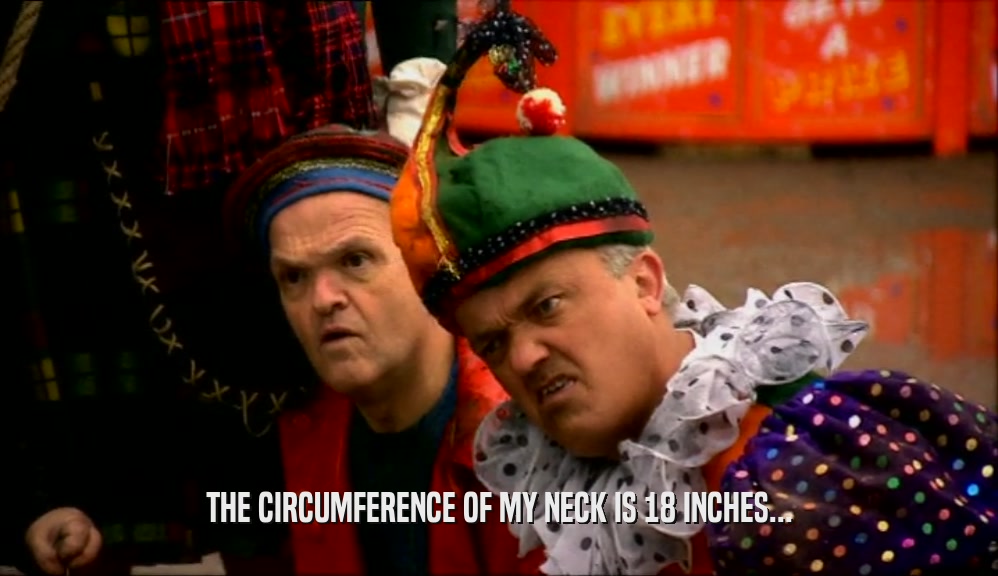 THE CIRCUMFERENCE OF MY NECK IS 18 INCHES...  