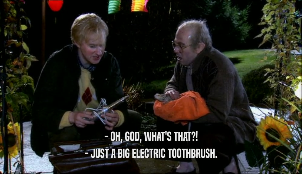 - OH, GOD, WHAT'S THAT?! - JUST A BIG ELECTRIC TOOTHBRUSH. 