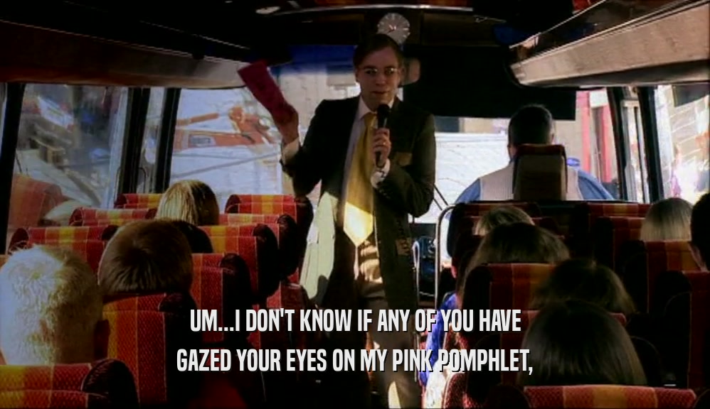 UM...I DON'T KNOW IF ANY OF YOU HAVE GAZED YOUR EYES ON MY PINK POMPHLET, 