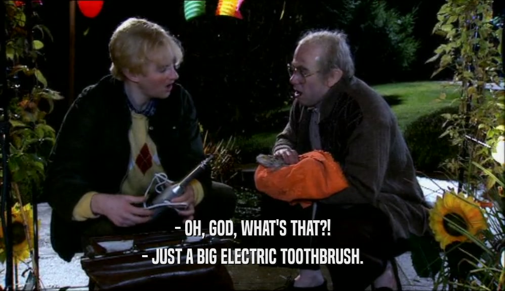 - OH, GOD, WHAT'S THAT?! - JUST A BIG ELECTRIC TOOTHBRUSH. 