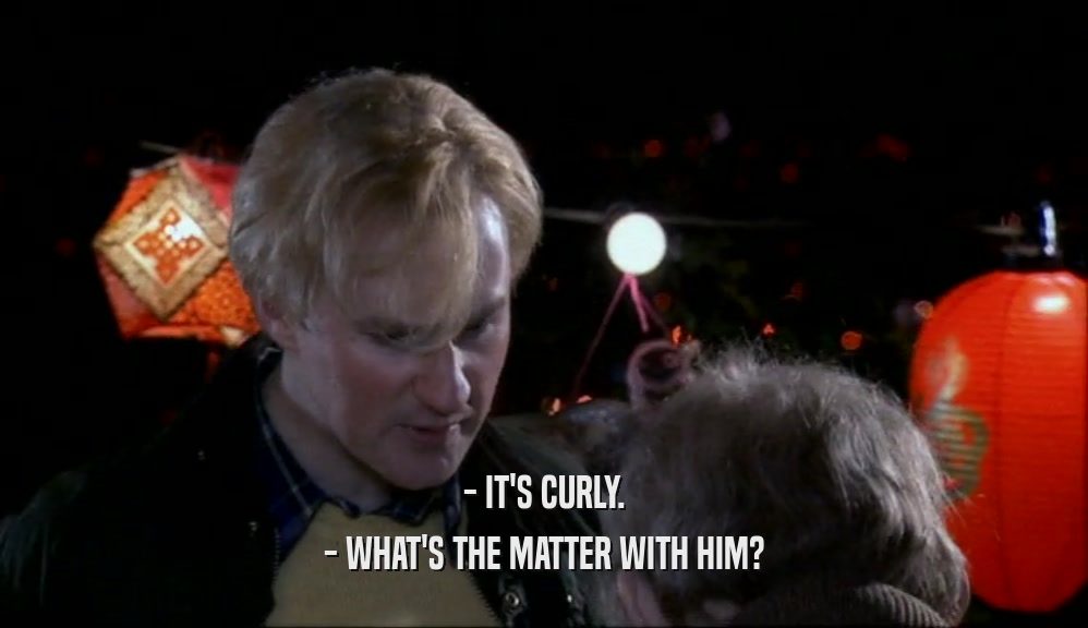 - IT'S CURLY. - WHAT'S THE MATTER WITH HIM? 