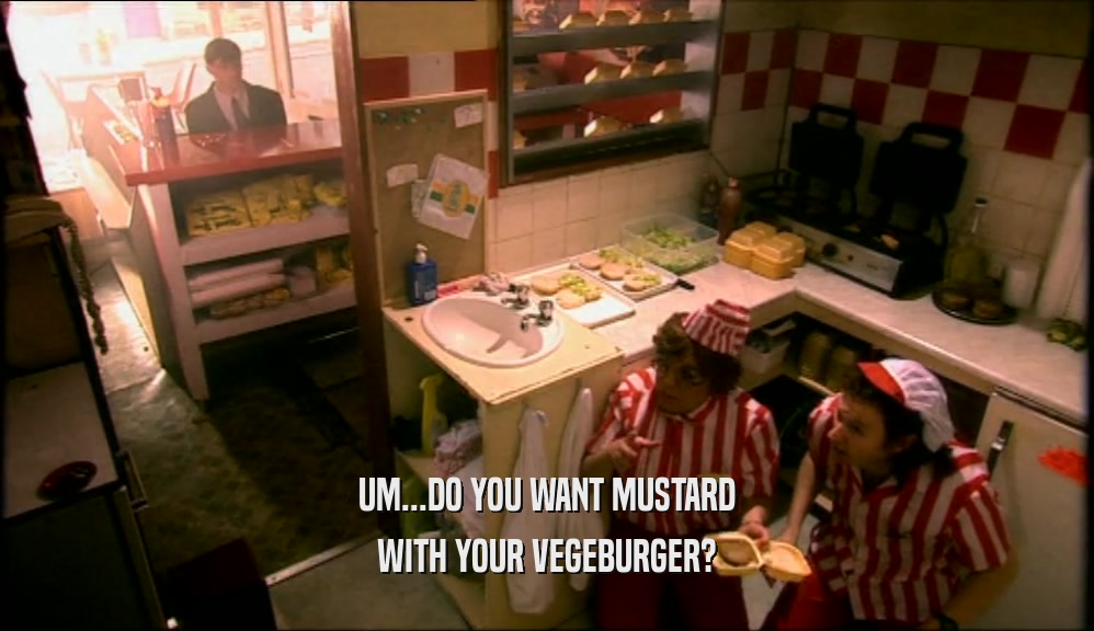 UM...DO YOU WANT MUSTARD WITH YOUR VEGEBURGER? 
