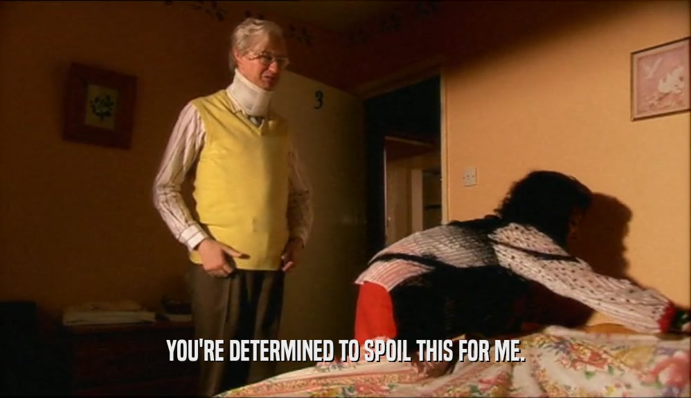 YOU'RE DETERMINED TO SPOIL THIS FOR ME.  