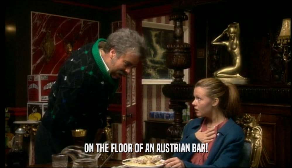ON THE FLOOR OF AN AUSTRIAN BAR!  