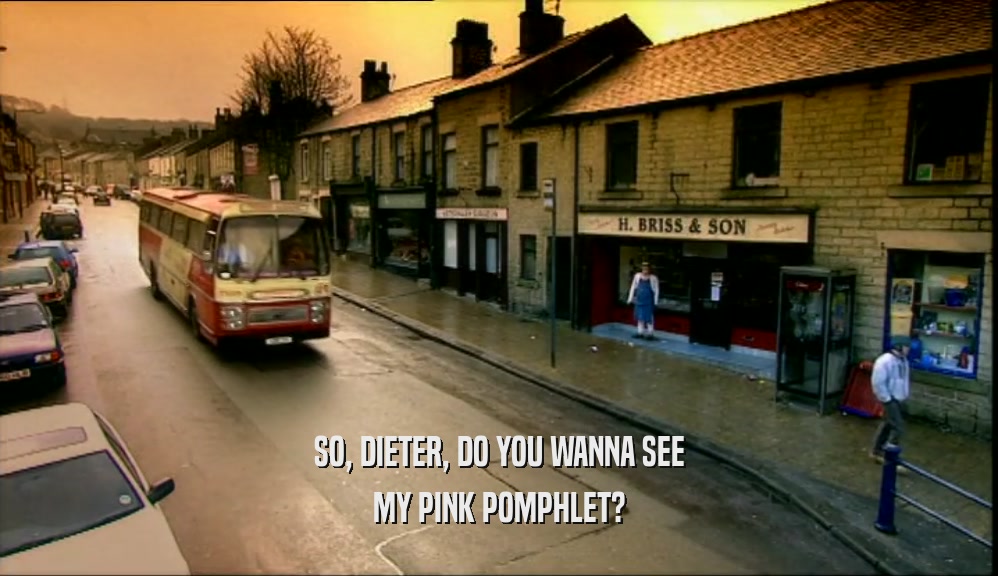 SO, DIETER, DO YOU WANNA SEE MY PINK POMPHLET? 
