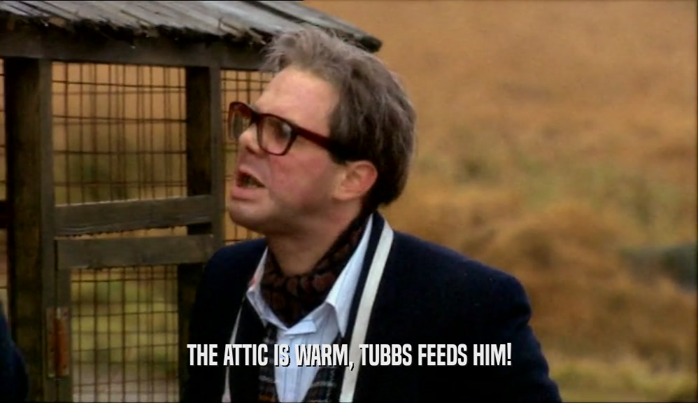 THE ATTIC IS WARM, TUBBS FEEDS HIM!  
