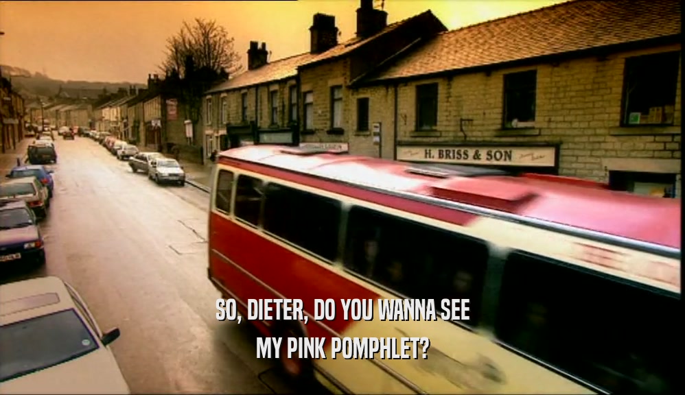 SO, DIETER, DO YOU WANNA SEE MY PINK POMPHLET? 