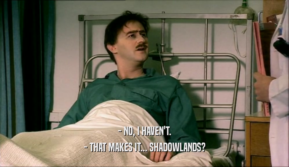 - NO, I HAVEN'T.
 - THAT MAKES IT... SHADOWLANDS?
 