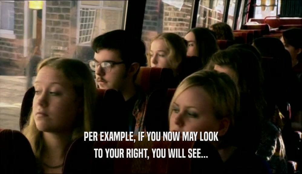 PER EXAMPLE, IF YOU NOW MAY LOOK TO YOUR RIGHT, YOU WILL SEE... 