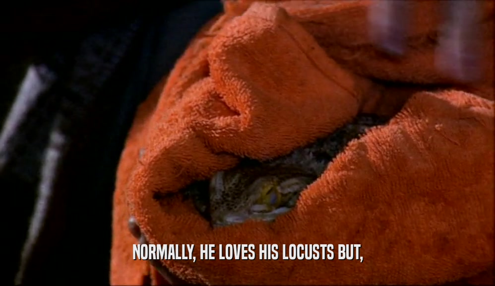 NORMALLY, HE LOVES HIS LOCUSTS BUT,
  