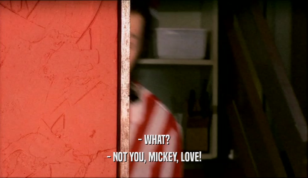 - WHAT? - NOT YOU, MICKEY, LOVE! 