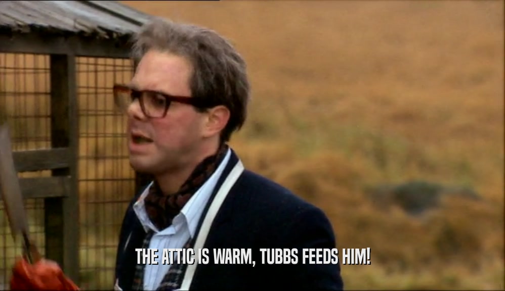 THE ATTIC IS WARM, TUBBS FEEDS HIM!  