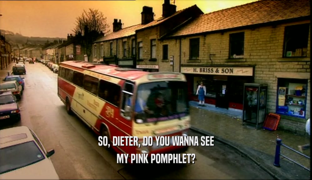 SO, DIETER, DO YOU WANNA SEE MY PINK POMPHLET? 