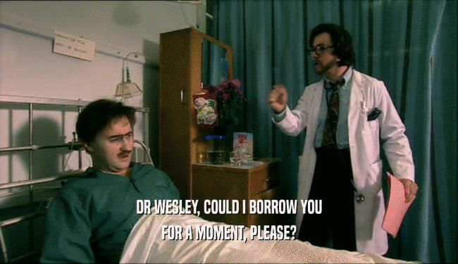DR WESLEY, COULD I BORROW YOU FOR A MOMENT, PLEASE? 