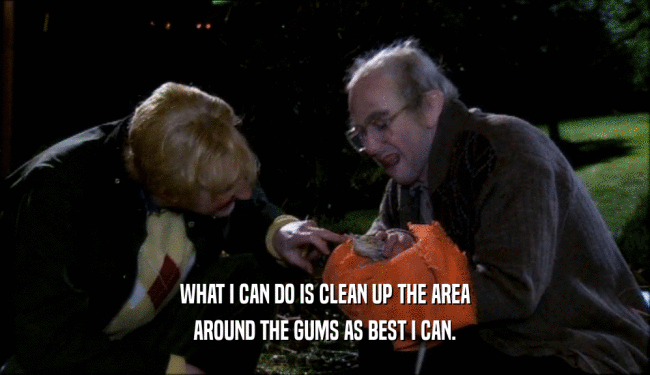 WHAT I CAN DO IS CLEAN UP THE AREA AROUND THE GUMS AS BEST I CAN. 