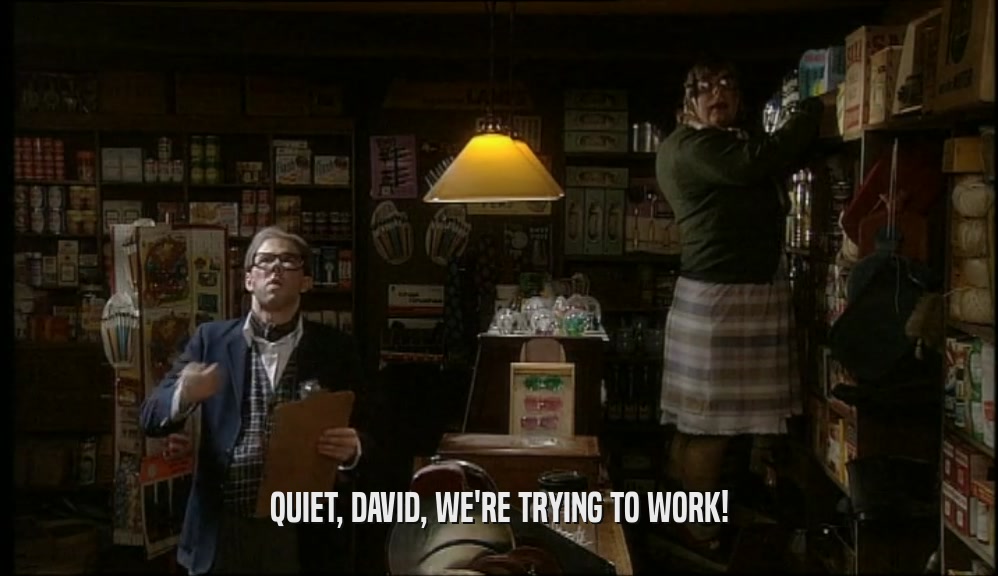 QUIET, DAVID, WE'RE TRYING TO WORK!  