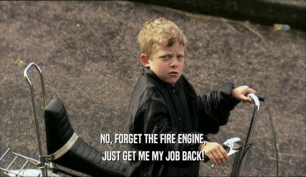 NO, FORGET THE FIRE ENGINE,
 JUST GET ME MY JOB BACK!
 