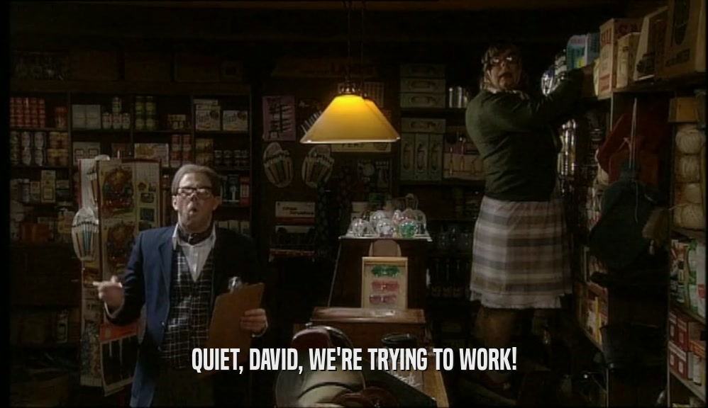 QUIET, DAVID, WE'RE TRYING TO WORK!  