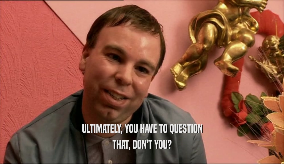 ULTIMATELY, YOU HAVE TO QUESTION THAT, DON'T YOU? 