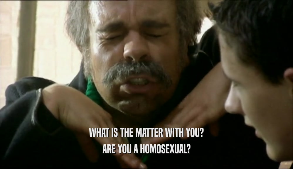 WHAT IS THE MATTER WITH YOU? ARE YOU A HOMOSEXUAL? 