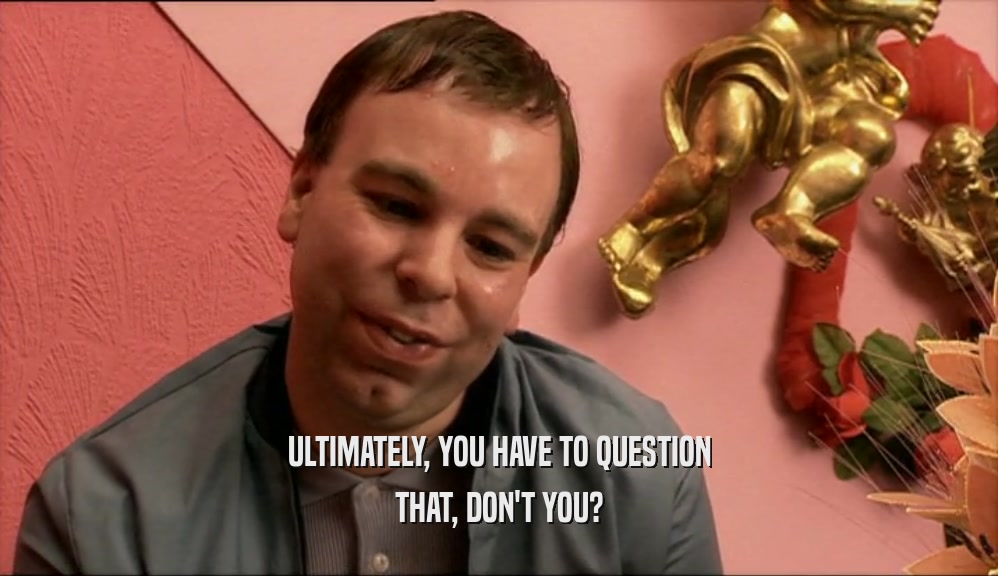 ULTIMATELY, YOU HAVE TO QUESTION THAT, DON'T YOU? 