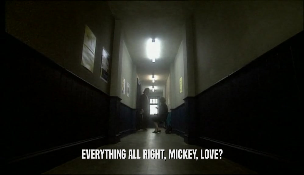 EVERYTHING ALL RIGHT, MICKEY, LOVE?  